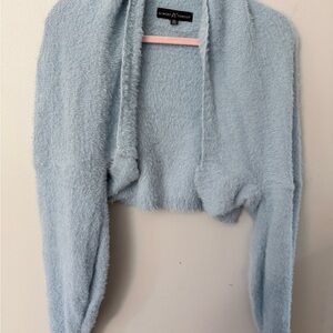 Almost Famous Soft Blue Open-Front Cocoon Shrug size 3X